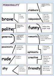 English Worksheet:  personality puzzle