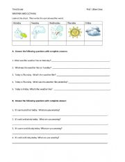 English Worksheet: Weather and Clothes