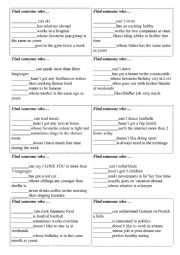 English Worksheet: Find someone who