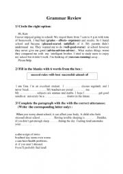 English Worksheet: grammar review