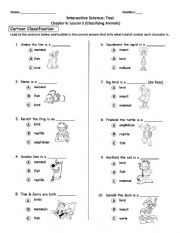 English Worksheet: classification animal