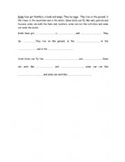 English Worksheet: birds