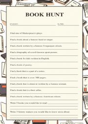 English Worksheet: Book Hunt