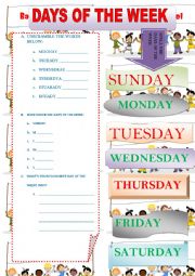 English Worksheet: DAYS OF THE WEEK