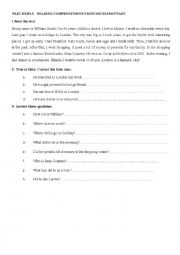 English Worksheet: Past simple reading comprehension