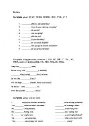 English Worksheet: Questions words, pronouns and verb to be