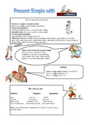 English Worksheet: Present simple with Asterix and Obelix