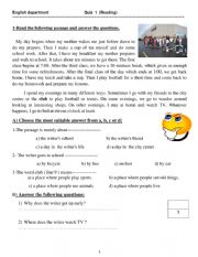 English Worksheet: Reading Text