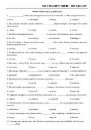 English Worksheet: WORD FORM EXERCISES