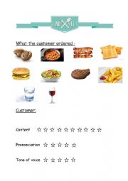 English Worksheet: peer evaluation - food - dialogue