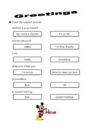 English Worksheet: Greetings for kids