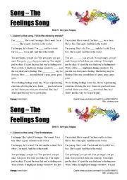 English Worksheet: Feelings song
