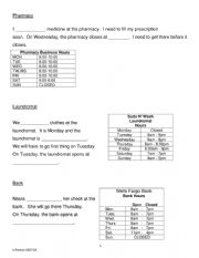 English Worksheet: Community_Store Hours Worksheet and Stories