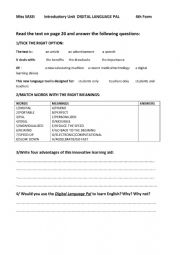 English Worksheet: INTRODUCTORY UNIT BAC