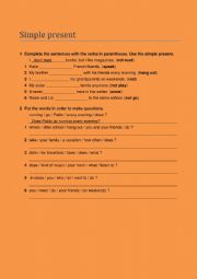 English Worksheet: PRESENT SIMPLE