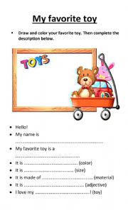 English Worksheet: My favorite toy