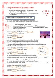 English Worksheet: Song for practicing adjective or adverb - Truly Madly Deeply