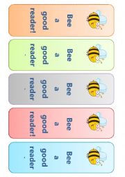 English Worksheet: bookmarks - bee a good reader