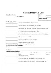 Reading Street Adelinas Whales Review Sheet