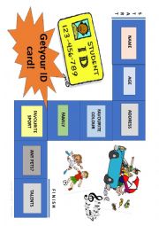 English Worksheet: Introducing oneself. Board game