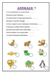 English Worksheet: Read and write the name of animal