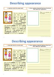 English Worksheet: describing appearance or people