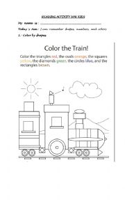 English Worksheet: Reading and Coloring Activity