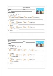English Worksheet: Form for commenting group discussion 