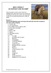 English Worksheet: Wild & Woolly: watching & listening exercise based on a short movie