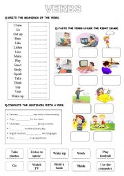 English Worksheet: Present simple common verbs