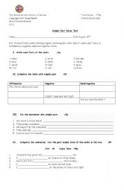 English Worksheet: Simple past tense test