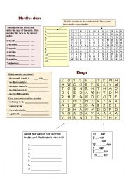 English Worksheet: Months, days