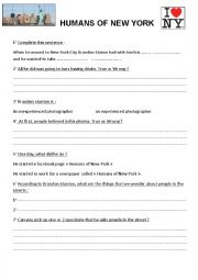 English Worksheet: humans of new york