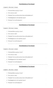 English Worksheet: The adventures of Tom Sawyer chapter 5