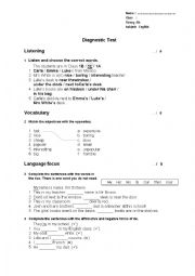 English Worksheet: Diagnostic test