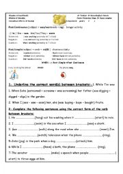 English Worksheet: Past Continuous 