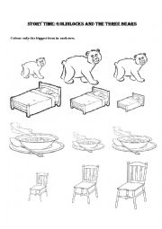 English Worksheet: Goldilocks and the Three bears - Kindergarten/ Preschool activity