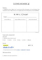 English Worksheet: Clothes (Taylor Swift - Shake it off) + Traditional clothes around the world