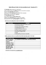 English Worksheet: Main Phrasal Verbs for Intermediate Level