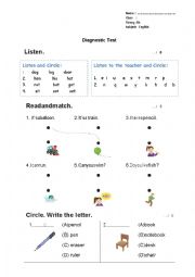 English Worksheet: Diagnostic test
