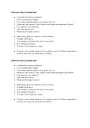 English Worksheet: Birth and Fate, by Roald Dahl