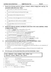 English Worksheet: English Grammar Test