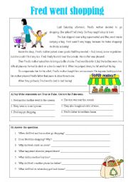 English Worksheet: Fred went shopping