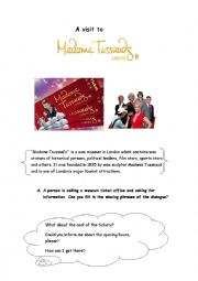 English Worksheet: A visit to Madame Tussauds