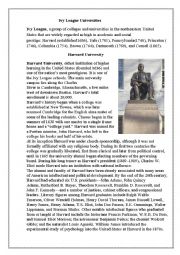 English Worksheet: Ivy League Universities