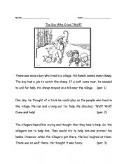 English Worksheet: The boy who cried wolf