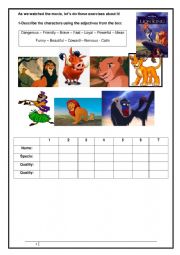 English Worksheet: Lion King vocabulary