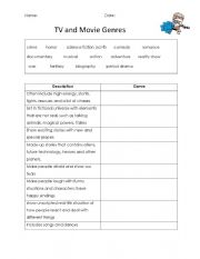 English Worksheet: Movie/ TV Genres