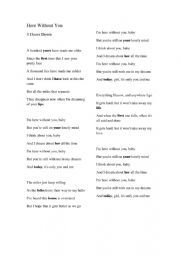 English Worksheet: 3 Doors Down - Here Without You