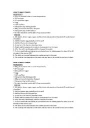 English Worksheet: How to make a cookie
